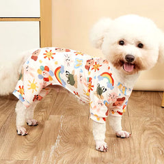 Extra Small Cream Small Dog Onesie Pyjamas Rainbows Animals