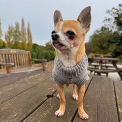 Small Dog Soft Cable Jumper Grey 6 Sizes