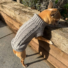 Small Dog Soft Cable Jumper Grey 6 Sizes
