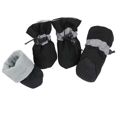 Warm Shower Resistant Unisex Adjustable Black Nylon Boot for Small Dogs