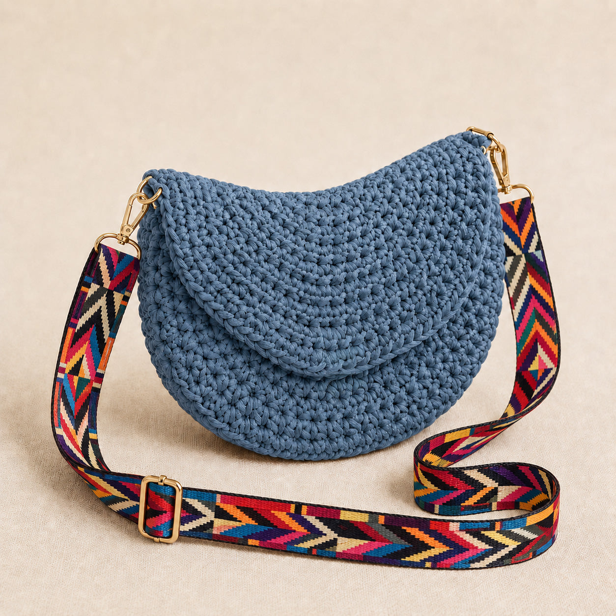 Dusky Blue Handmade Crochet Dog Walking Bag