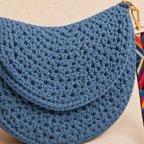 Dusky Blue Handmade Crochet Dog Walking Bag