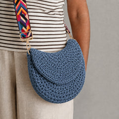 Dusky Blue Handmade Crochet Dog Walking Bag