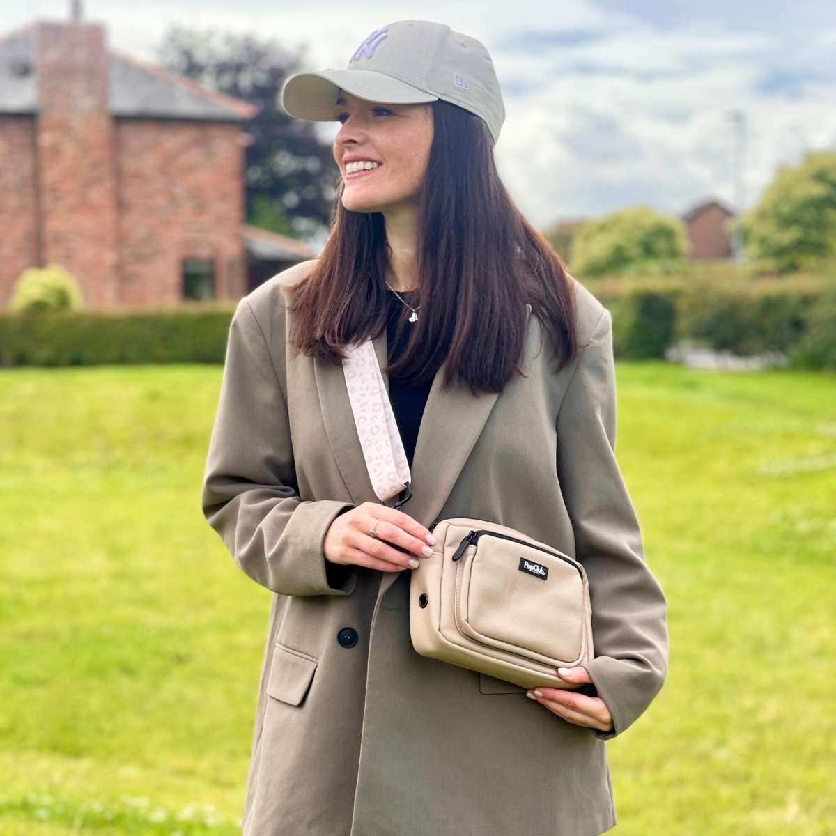 Crossbody Dog Walking Bag - Vegan Leather Tan