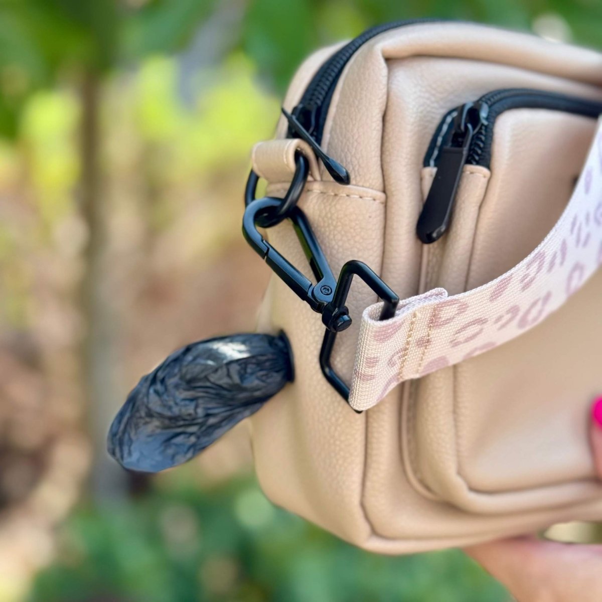 Crossbody Dog Walking Bag - Vegan Leather Tan