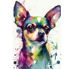 Rainbow Short Coat Chihuahua Diamond Art DIY Craft Kit 20 x 25cm Round Drill