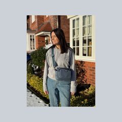 Crossbody Dog Walking Bag - Vegan Leather Slate Blue