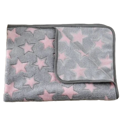 Pink Stars Grey Blanket For Car Seat Travel