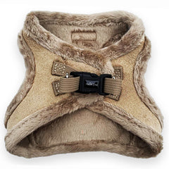 Tiny Trails Step In Soft Touch Suede Effect Faux Fur Lined Puppy and Small Dog Harness Caramel