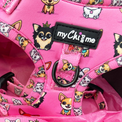 Signature Pink Chihuahua Print Exclusive Small Dog Harness by My Chi and Me