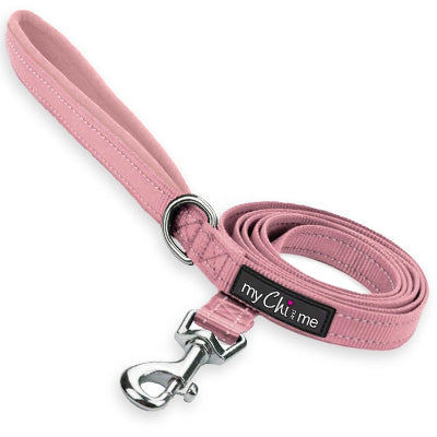 Tiny Trails Reflective 15mm Webbing Lead with Neoprene Handle Lining Pink