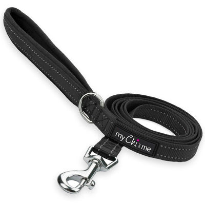 Tiny Trails Reflective 15mm Webbing Lead with Neoprene Handle Lining Black