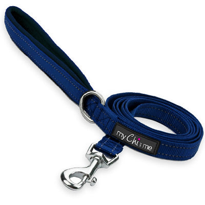 Tiny Trails Reflective 15mm Webbing Lead with Neoprene Handle Lining Navy