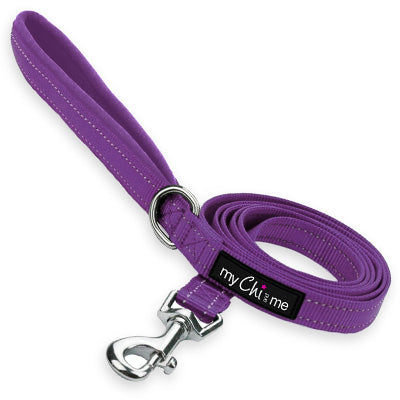 Tiny Trails Reflective 15mm Webbing Lead with Neoprene Handle Lining Purple