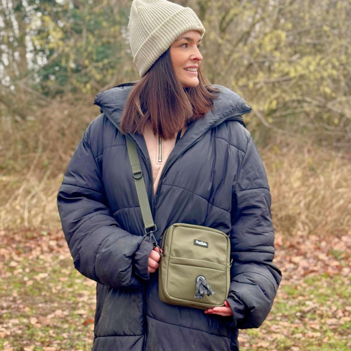 Mini Dog Walking Bag - Khaki Green
