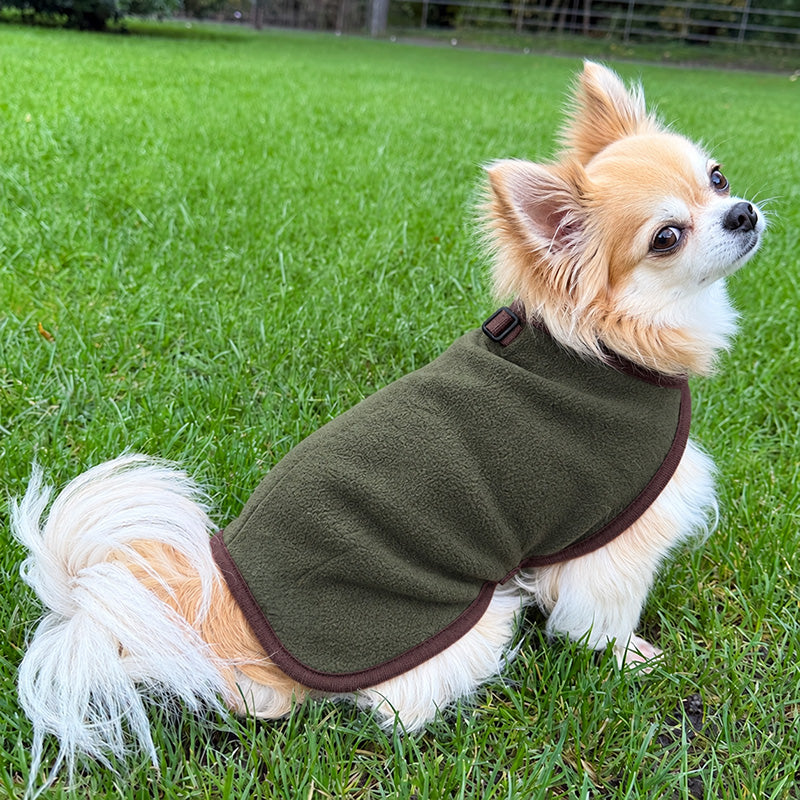 Tiny Toastie Water Repellent Fleece Dog Coat by My Pup and Me Hunter Green