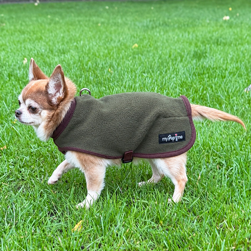 Tiny Toastie Water Repellent Fleece Dog Coat by My Pup and Me Hunter Green