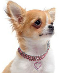 Premium Chihuahua Bling Necklace Small Dog Faux Crystal Collar 3 SIZES Pink Chihuahua Clothes and Accessories at My Chi and Me