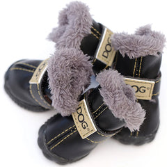 Warm Waterproof Unisex Black Boots for Small Dogs