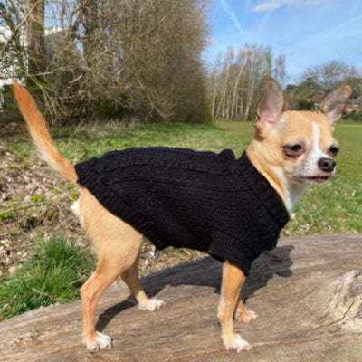 Small Dog Soft Cable Jumper Black 7 Sizes