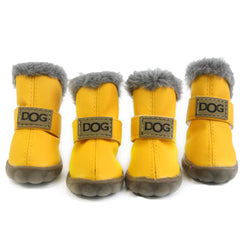 Warm Waterproof Unisex Yellow Boots for Small Dogs