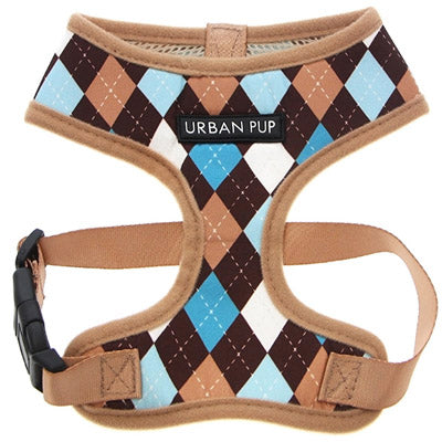 Argyle Brown Blue and Aqua Harness by Urban Pup - My Chi and Me