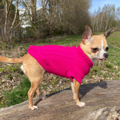 Small Dog Soft Cable Jumper Fuchsia Pink 7 Sizes