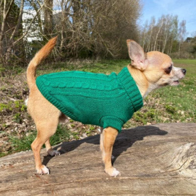 Small Dog Soft Cable Jumper Green 7 Sizes