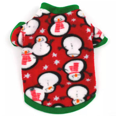 Christmas Small Dog Snowman Fleece Green Red and White