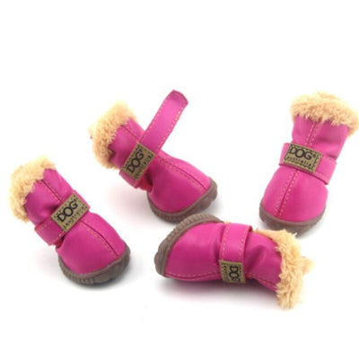 Warm Waterproof Unisex Fuchsia Boots for Chihuahuas and Small Dogs Set of Four