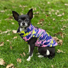 Premium Lime, Navy and Pink Camouflage Water Resistant Padded Gilet Style Dog Coat