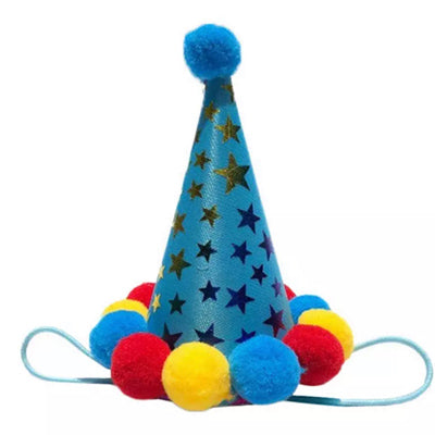 Star Party Hat for Small Dogs Blue