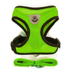 Breathable Mesh Chihuahua or Small Dog Harness and Lead Set Lime - 3 SIZES