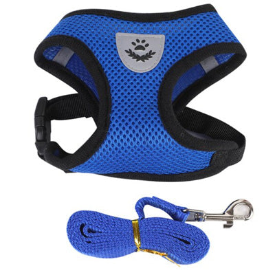 Soft Mesh Chihuahua or Small Dog Harness and Lead Set Atlantic Blue 3 Sizes