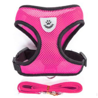 Breathable Mesh Chihuahua or Small Dog Harness and Lead Set Hot Pink - 3 SIZES