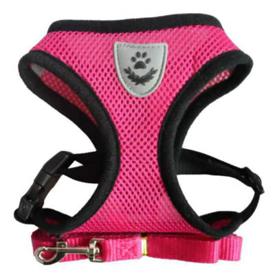 Soft Mesh Chihuahua or Small Dog Harness and Lead Set Hot Pink 3 Sizes