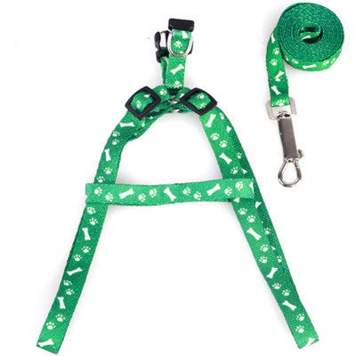 Chihuahua Puppy or Small Chihuahua Harness and Lead Set Paws & Bones Green Light Weight Webbing