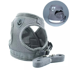 Small Dog Vest Harness and Lead Set Grey Mesh Reflective - My Chi and Me