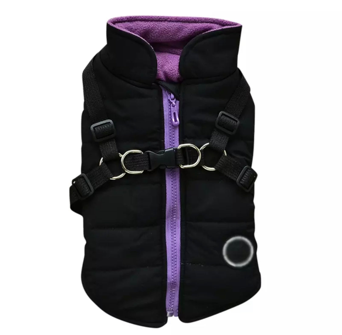 Trekker Snowdon Small Dog Coat Inbuilt Harness Black and Purple