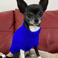 Small Dog Chihuahua Soft Cobalt Blue Cable Knit Puppy Jumper 5 SIZES