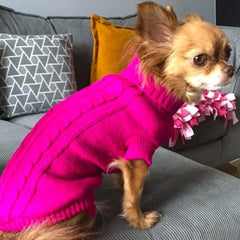 Small Dog Soft Cable Jumper Fuchsia Pink 6 Sizes