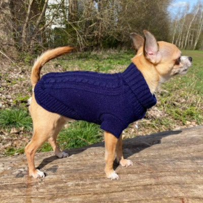 Small Dog Soft Cable Jumper Navy Blue 7 Sizes