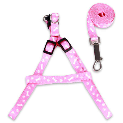 Chihuahua Puppy Harness Lead Set Paws & Bones Baby Pink Light Webbing