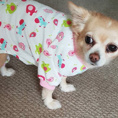 Chihuahua Small Dog Pyjamas Onesie Style Owls Horses Elephants Print Cotton Pink - My Chi and Me