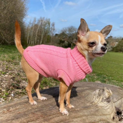 Small Dog Soft Cable Jumper Pink 7 Sizes