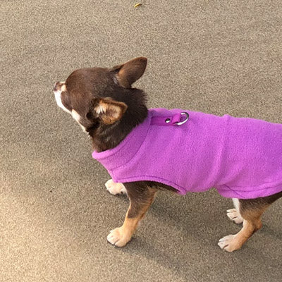 Chihuahua or Small Dog Fleece Jumper with D Rings For Leash Lilac - My Chi and Me