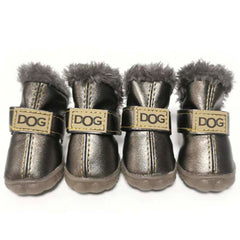 Warm Waterproof Unisex Silver Boots for Small Dogs
