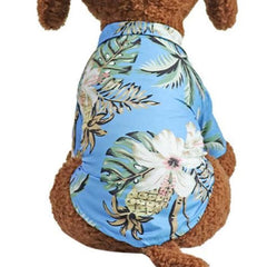 Blue Palms Hibiscus Print Hawaiian Shirt for Puppies Chihuahuas or Small Dogs