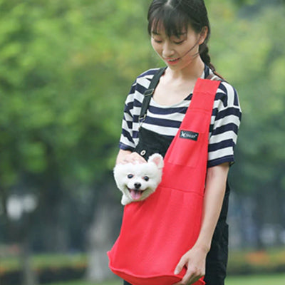 Dog Carrier Across Body Sling Red Canvas 2 Sizes