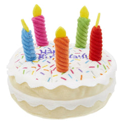 Large Dog Birthday Cake Toy with Colourful Cord Candles